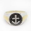 Picture of 14k Two Tone Gold Black & White Diamond Anchor Ring