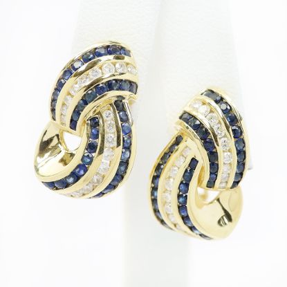Picture of 14k Yellow Gold Sapphire & Diamond Earrings