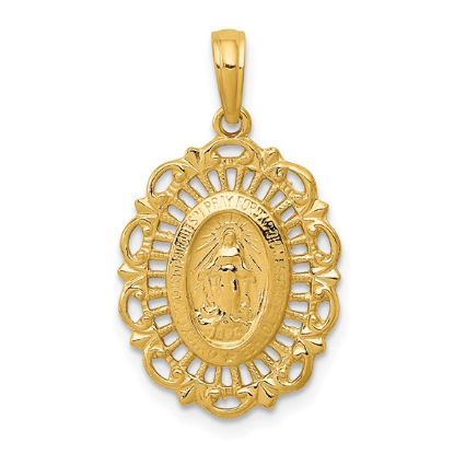 Picture of 14k Yellow Gold Oval Miraculous Medal Pendant