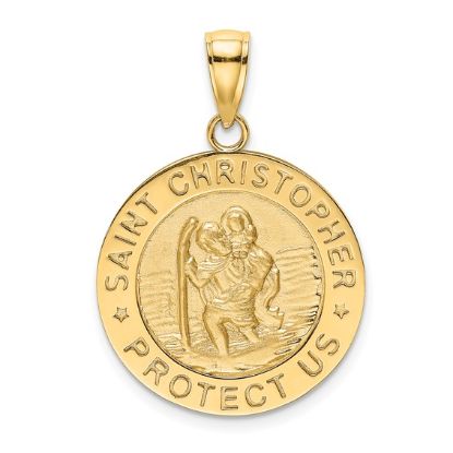 Picture of 14k Yellow Gold Round St. Christopher Medal Pendant