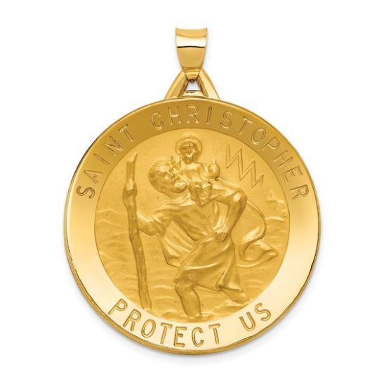 Picture of 14k Yellow Gold Round Medal of St. Christopher Pendant