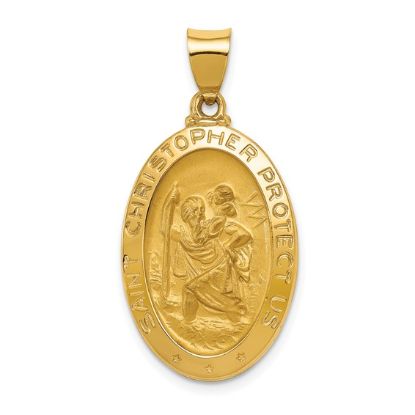 Picture of 14k Yellow Gold Oval Medal of St. Christopher Pendant
