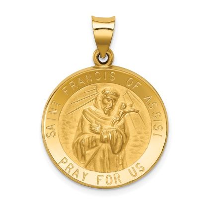 Picture of 14k Yellow Gold Round St. Francis of Assisi Medal Pendant
