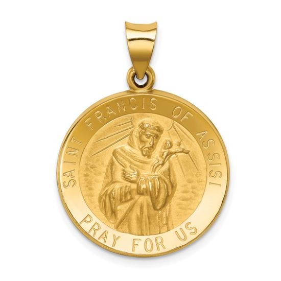 Picture of 14k Yellow Gold Round St. Francis of Assisi Medal Pendant