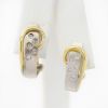 Picture of 14k Two Tone Gold Diamond Half Hoop Earrings