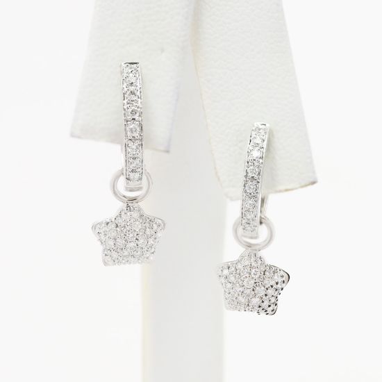 Picture of 14k White Gold Diamond Mini Dangling Star Earrings