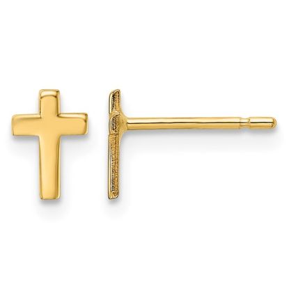 Picture of 14k Yellow Gold Mini Cross Post Earrings