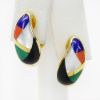 Picture of 14k Yellow Gold Inlay Gemstone Half Hoop Earrings