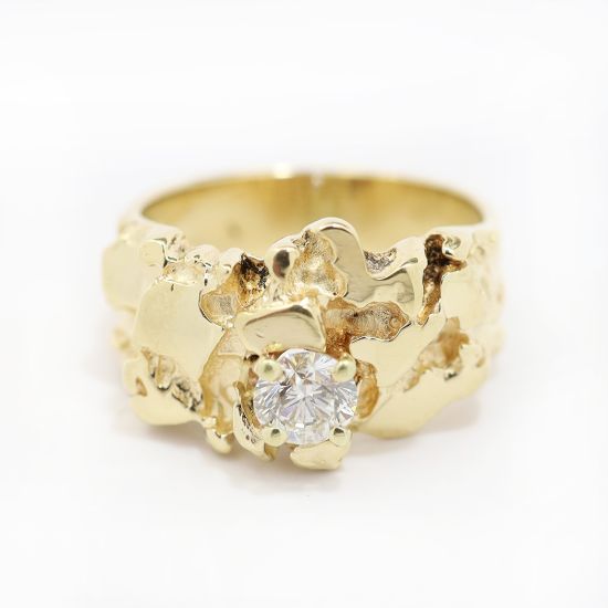 Picture of 14k Yellow Gold Diamond Nugget Ring
