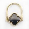 Picture of 14k Yellow Gold Diamond & Black Onyx Clover Motif Reversible Ring