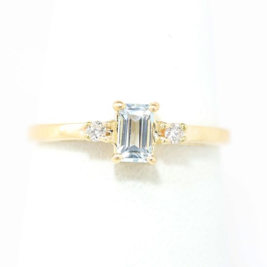 Picture of 14k Yellow Gold Aquamarine & Diamond Ring