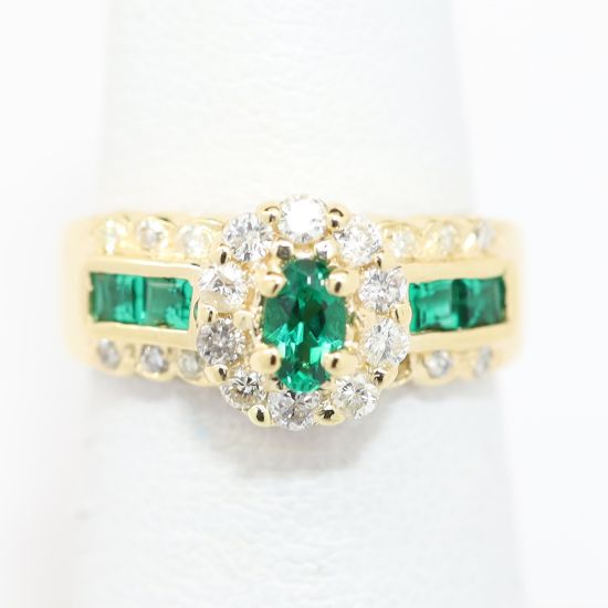 Picture of 14k Yellow Gold Tsavorite Garnet & Diamond Ring