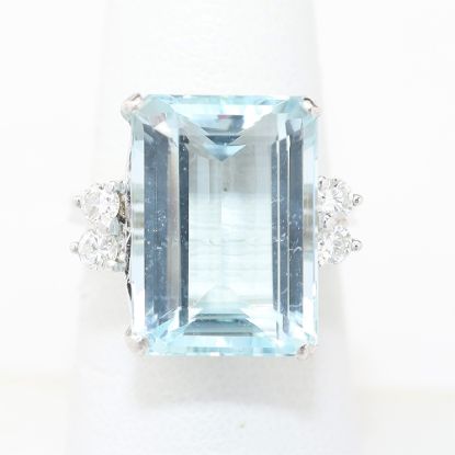 Picture of 14k White Gold Aquamarine & Diamond Ring