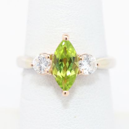 Picture of 14k Two Tone Gold Marquise Peridot & Diamond Ring