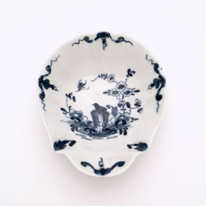 Picture of Rare "Two Peony Rock Bird" Shell Pickle Dish