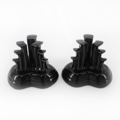 Picture of Vintage Pair Fiesta Black Pyramid Candle Holders
