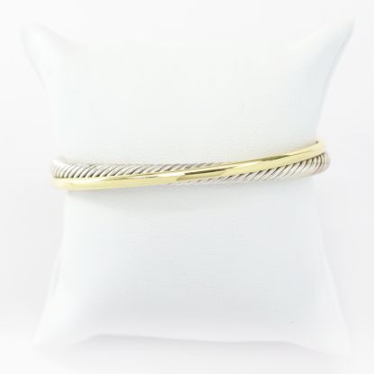 Picture of David Yurman 18k Yellow Gold & Sterling Silver Crossover Cable Bangle