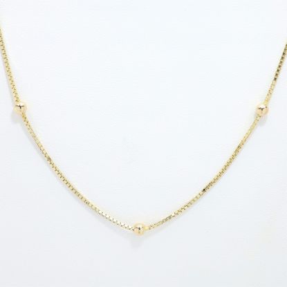 Picture of 14k Yellow Gold Box Link Chain with Gold Ball Stations