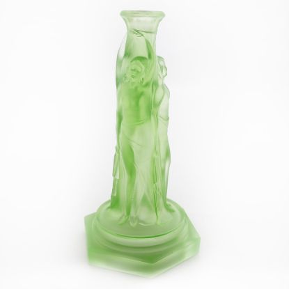 Picture of Uranium Glass 'Three Graces' Candlestick