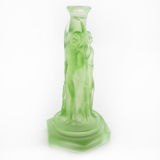 Picture of Uranium Glass 'Three Graces' Candlestick