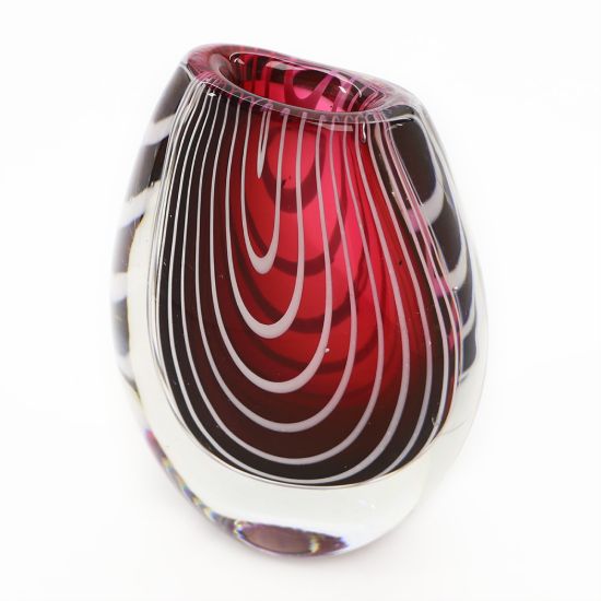 Picture of Vintage Zebra Glass Vase in Red