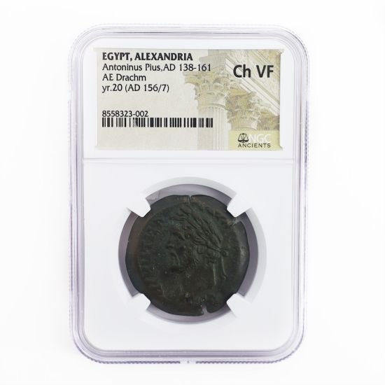 Picture of Egypt, Alexandria Antoninus Pius, AD 138-161 AE Drachm Yr. 20 (AD 156/7) CH VF