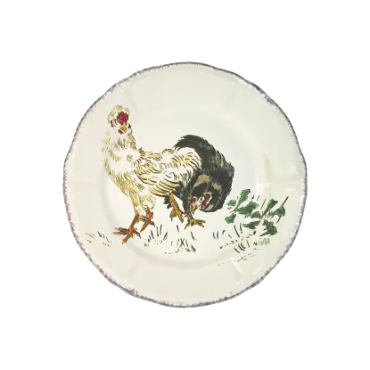 Picture of Dessert Plate 'Black & White Hens'