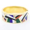 Picture of 18k Yellow Gold Gemstone & Diamond Bangle Bracelet