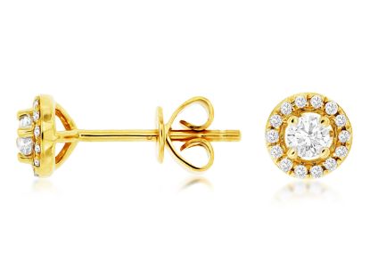 Picture of 14k Yellow Gold Diamond Halo Earring Studs