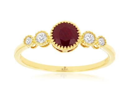 Picture of 14k Yellow Gold Ruby & Diamond Accents Ring