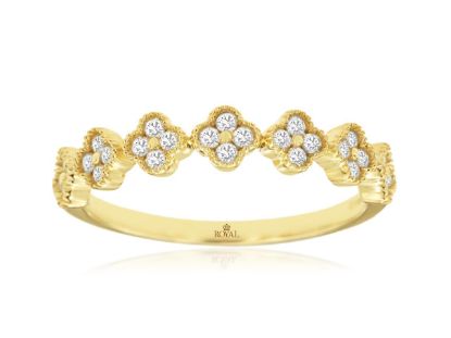 Picture of 14k Yellow Gold Diamond Clovers Motif Wedding Band