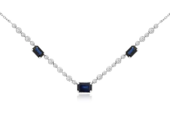Picture of 14k White Gold Sapphire & Diamond Necklace