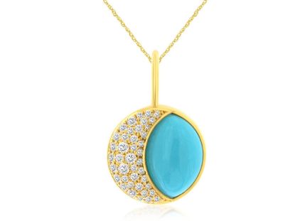 Picture of 14k Yellow Gold Turquoise & Diamond Pendant