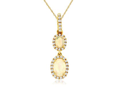 Picture of 14k Yellow Gold Opal & Diamond Pendant