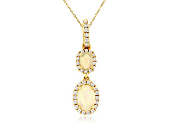 Picture of 14k Yellow Gold Opal & Diamond Pendant