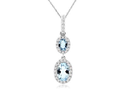 Picture of 14k White Gold Aquamarine & Diamond Pendant