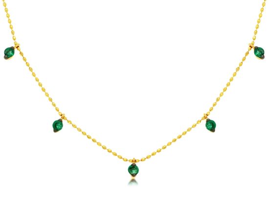 Picture of 14k Yellow Gold Emerald Stations Necklace
