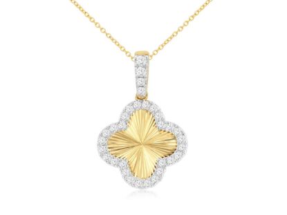 Picture of 14k Yellow Gold Diamond Clover Motif Pendant