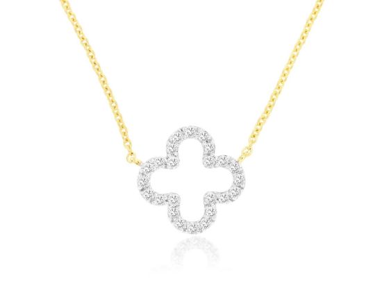 Picture of 14k Yellow Gold Open Clover Motif Diamond Pendant