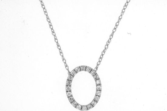 Picture of 14k White Gold Diamond Open Oval Pendant