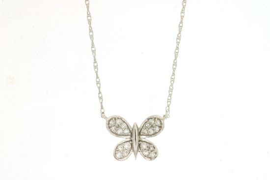 Picture of 14k White Gold Diamond Butterfly Pendant