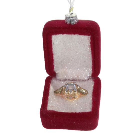 Picture of New Engagement Ring in Red Box Ornament