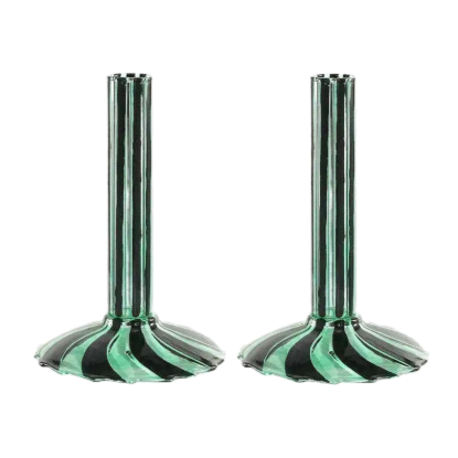 Picture of New Green 'Ribboned' Candlestick Pair