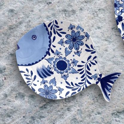 Picture of Blue Floral Fish Melamine Tray