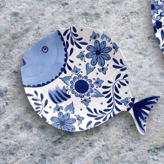 Picture of Blue Floral Fish Melamine Tray