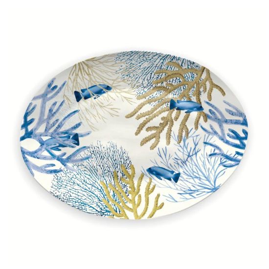 Picture of Large Oval Tray with Coral Motif