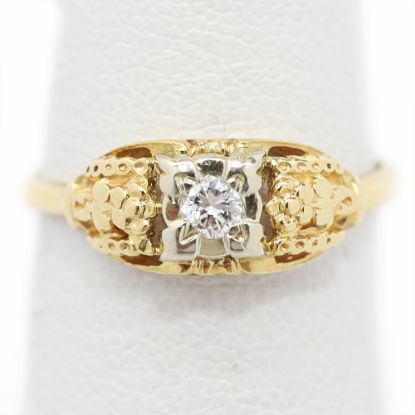 Picture of Antique 1930s Two-Tone Gold & Diamond Engagement Ring with Floral Motifs