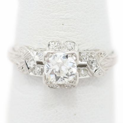 Picture of Antique Art Deco Iridium Platinum & Old European Cut Diamond Engagement Ring