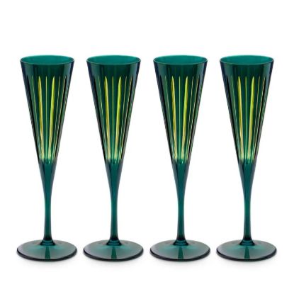 Picture of New Set of 4 Champagne Flutes, Green