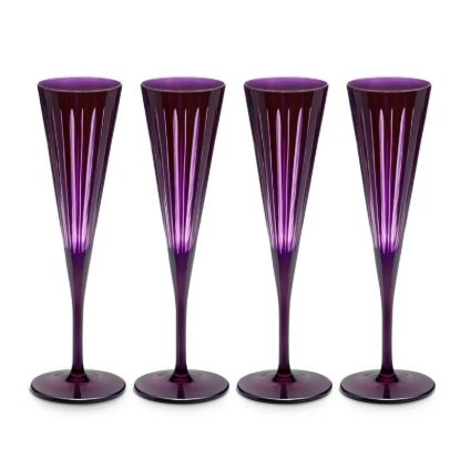 Picture of New Set of 4 Champagne Flutes, Purple